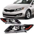 Set of 2 Black Housing Headlights Assembly for Kia Optima (2011–2013)