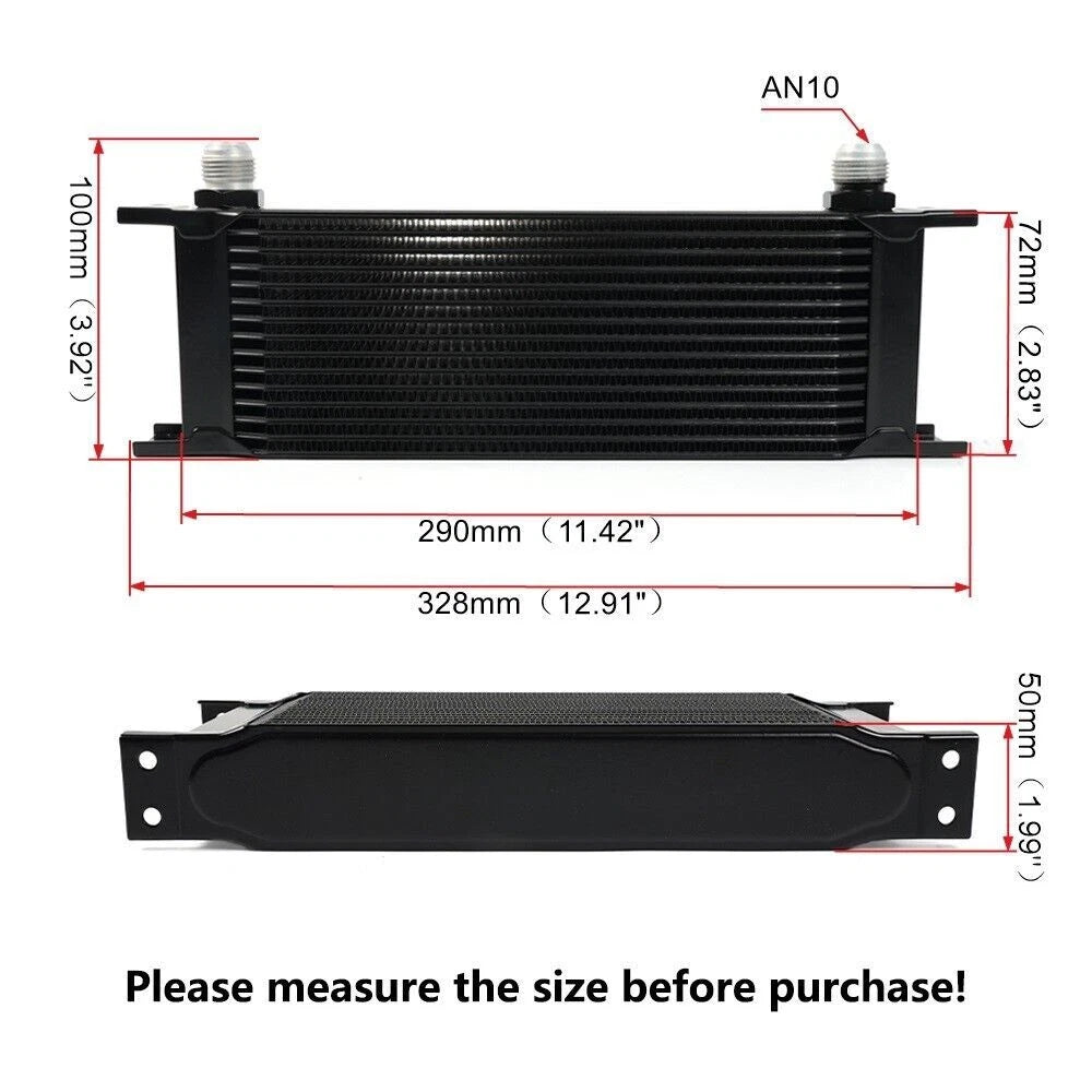 Set of 10 Row Black Aluminum Engine Transmission Oil Coolers