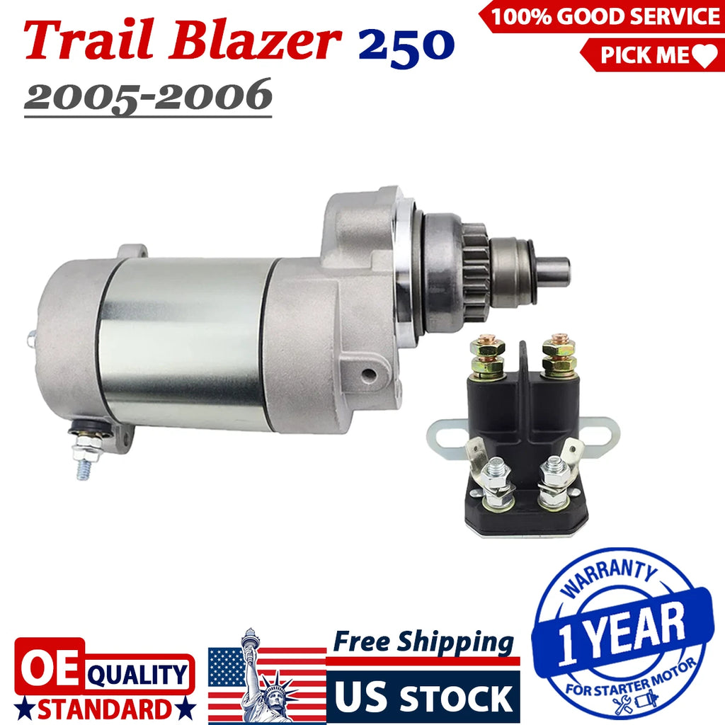 Starter Motor for Polaris Trail Blazer 250 (2005–2006) with Bendix & Relay