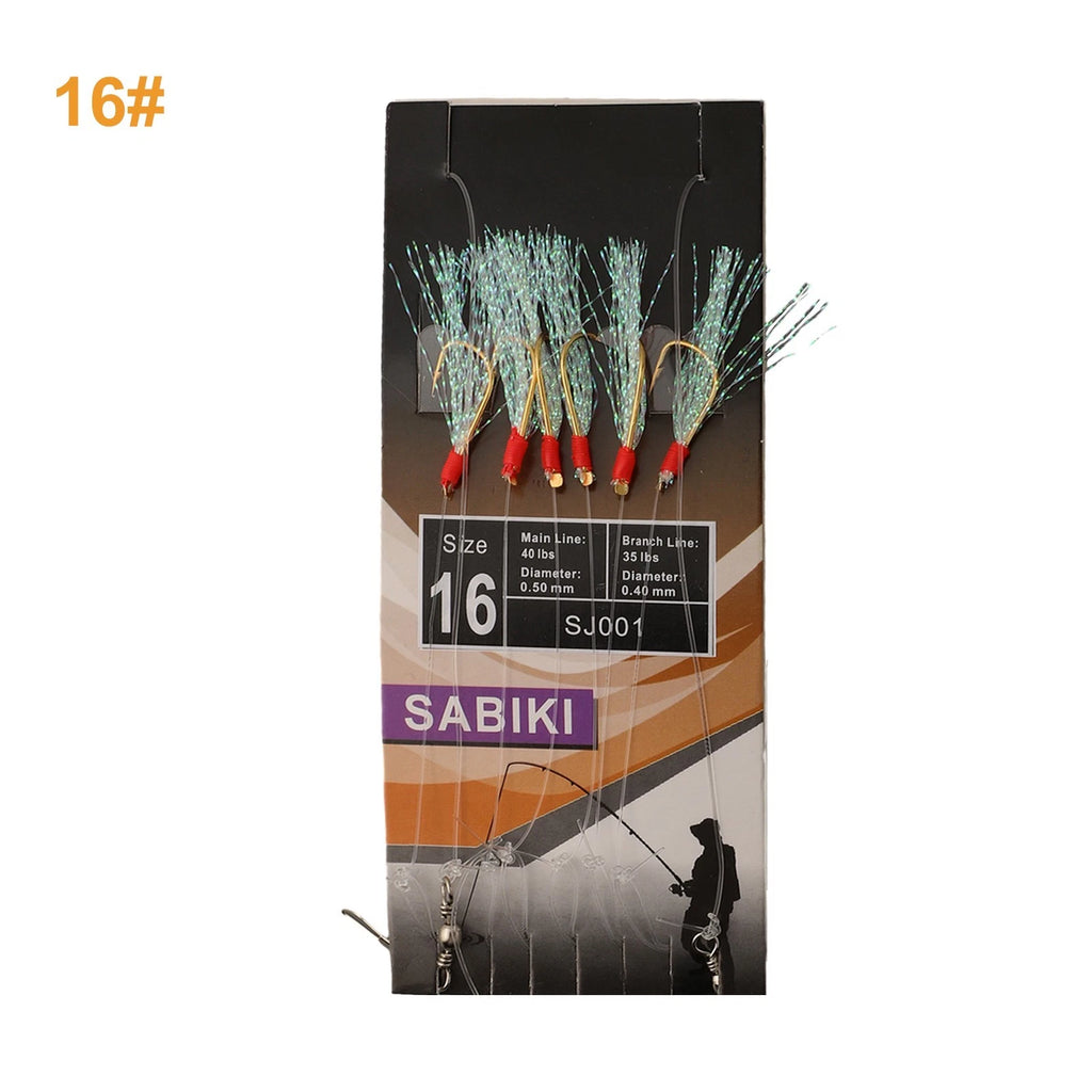 Set of 6 Rainbow Hooks for Fishing (10/12/14/16) 60mm High-carbon Steel