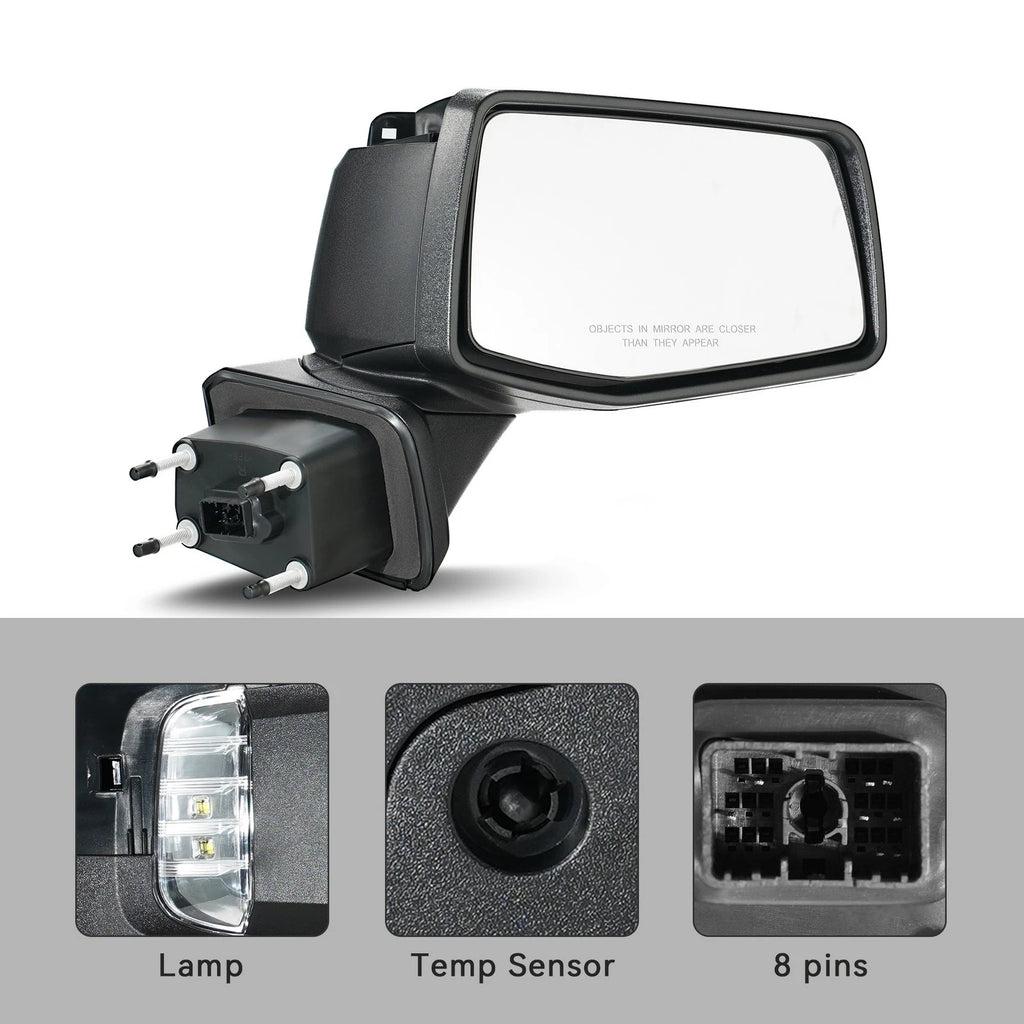 Side Mirror for Chevy Silverado 1500 (2019–2024) W/LED Lamp, Heated, 8 Pins