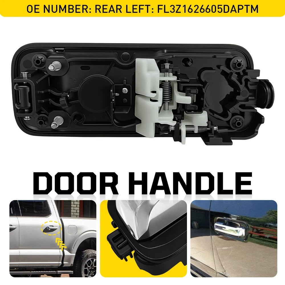 Rear Driver Side Chrome Exterior Door Handle for Ford F-150 (2015–2022)