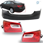 Outer Tail Lights Assembly & Rear Bumper Cover for Chevy Malibu (2016–2018)