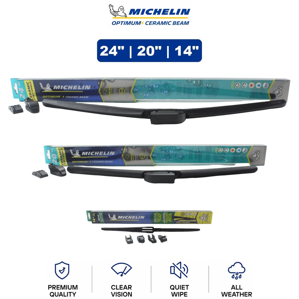 Set of 3 Michelin Optimum+ Ceramic Beam Wiper Blades for Kia (2009)
