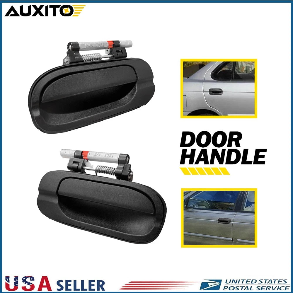 Set of 2 Rear Outside Door Handles LH RH Smooth Black for Nissan Sentra (2000–2006)