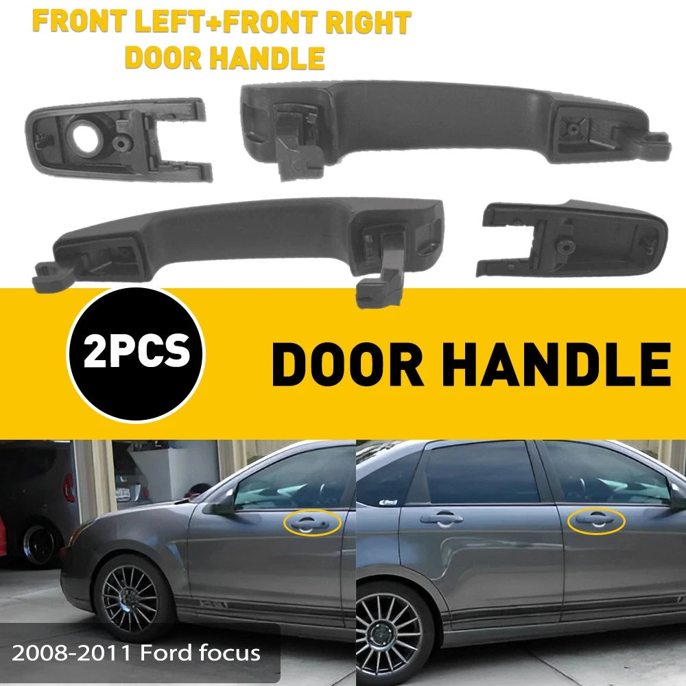 Front Door Panel Handle Set of 2 Black for Ford Focus (2008–2011)