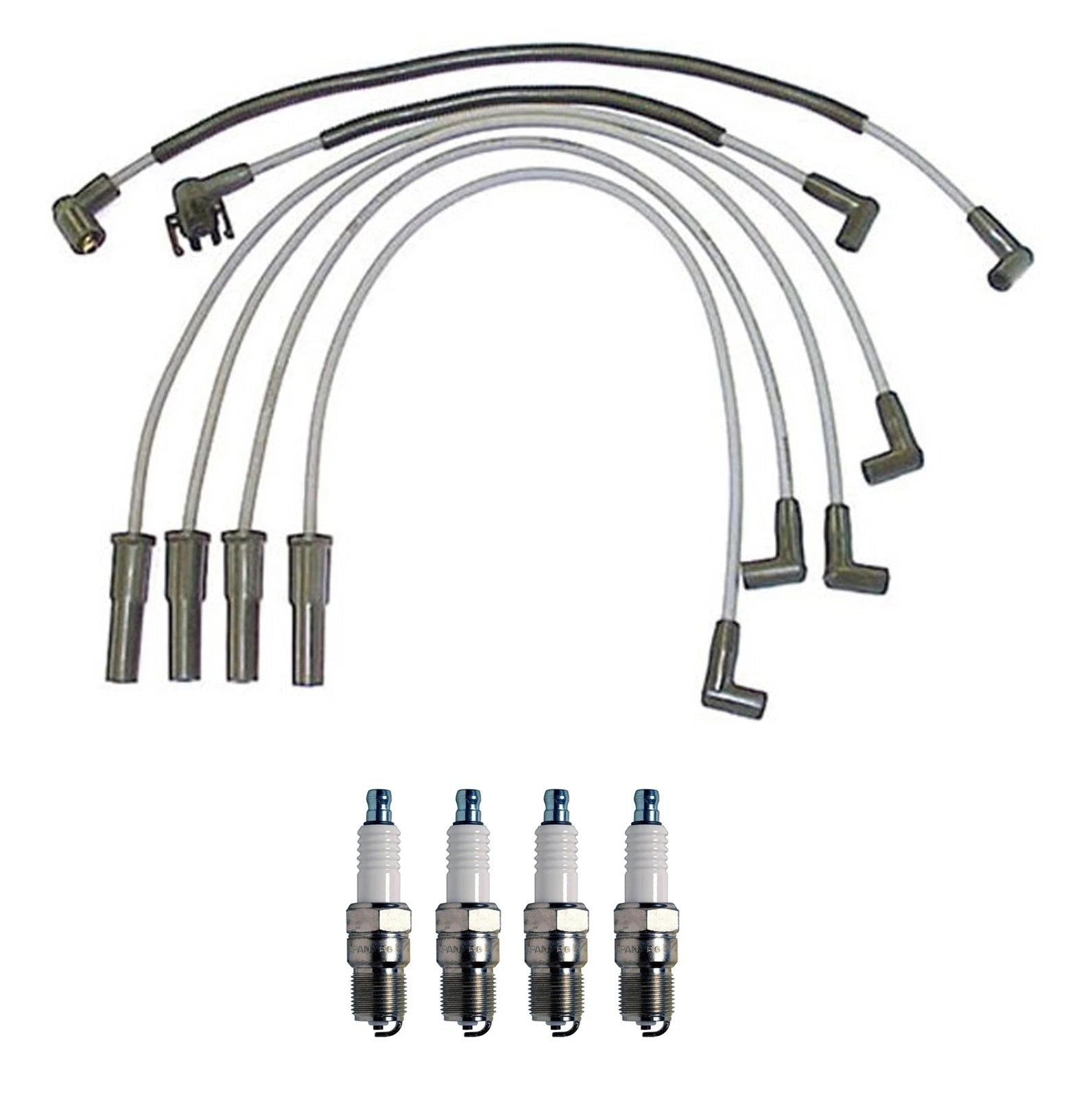 Denso 8mm Wire Set & 4 U-Groove Spark Plugs Kit for Ford Mercury L4
