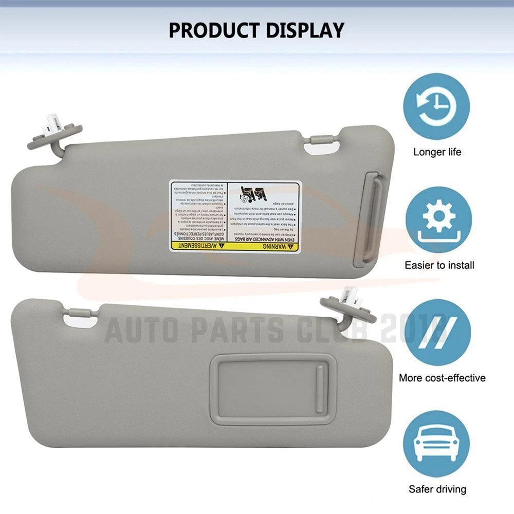 Right Passenger Side Gray Sun Visor for Toyota Highlander (2008–2013)