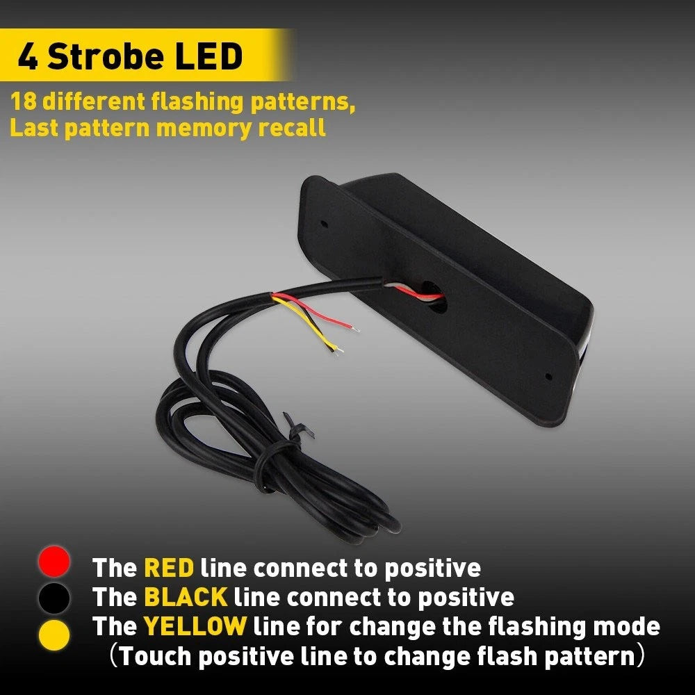 4X Amber/White LED Emergency Beacon Strobe Light for Truck Car