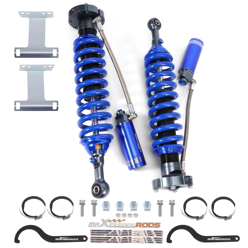 Dual-Damper Adjustable Front Remote Reservoir Shocks Kit for Toyota Tundra (2007–2021)
