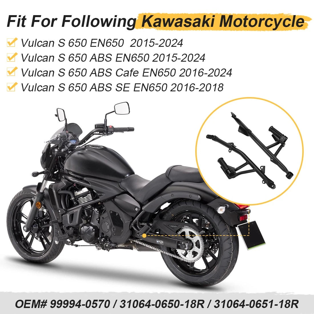 Foot Peg Set for Kawasaki EN650 Vulcan S (2015–2024) 99994-0570