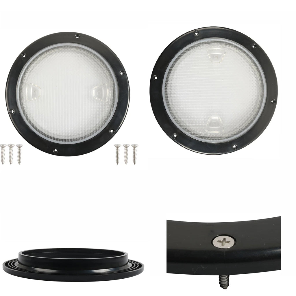 8 Inch Round Deck Hatch Cover for Boat Yacht (Black ABS, 6 Hole)
