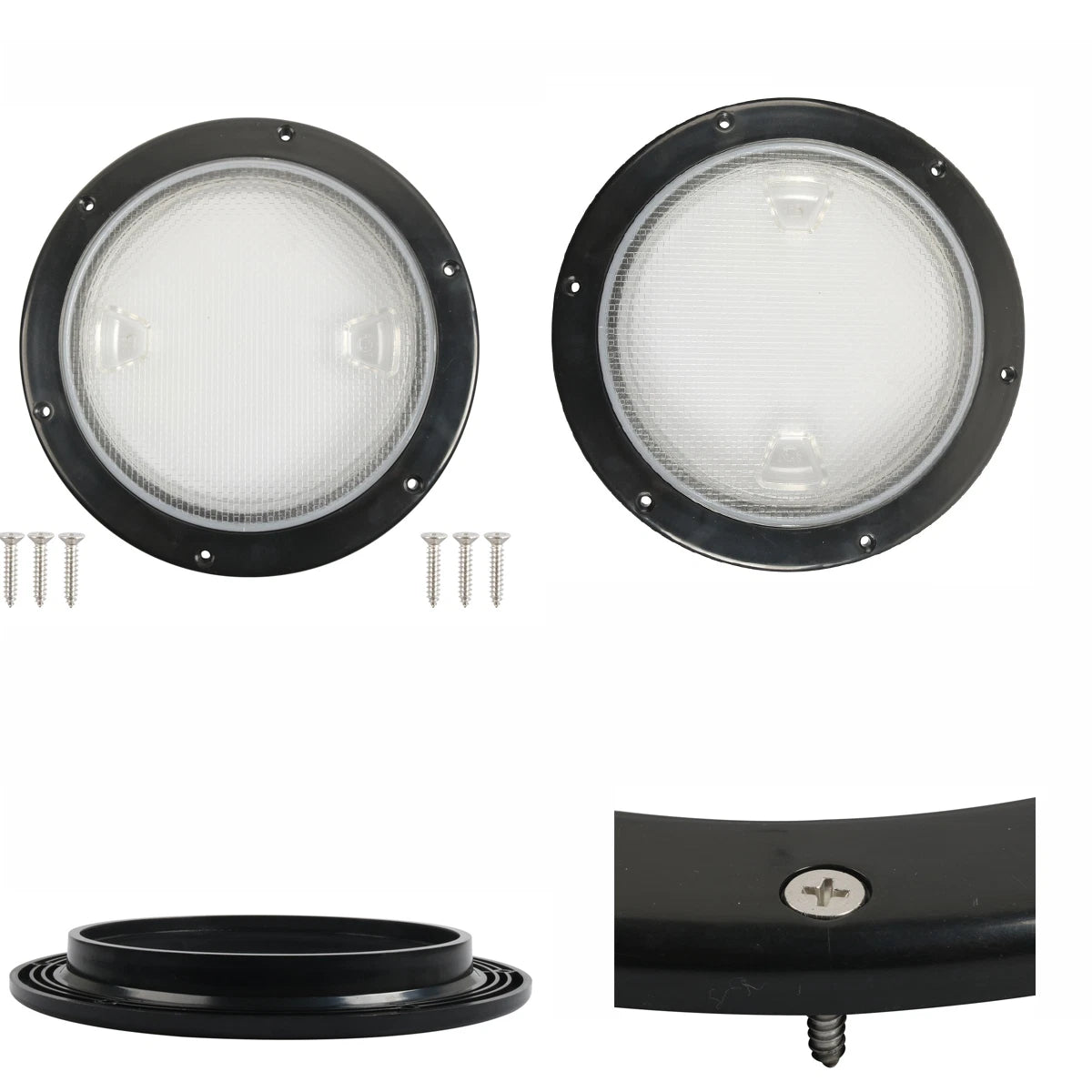 8 Inch Round Deck Hatch Cover for Boat Yacht (Black ABS, 6 Hole)