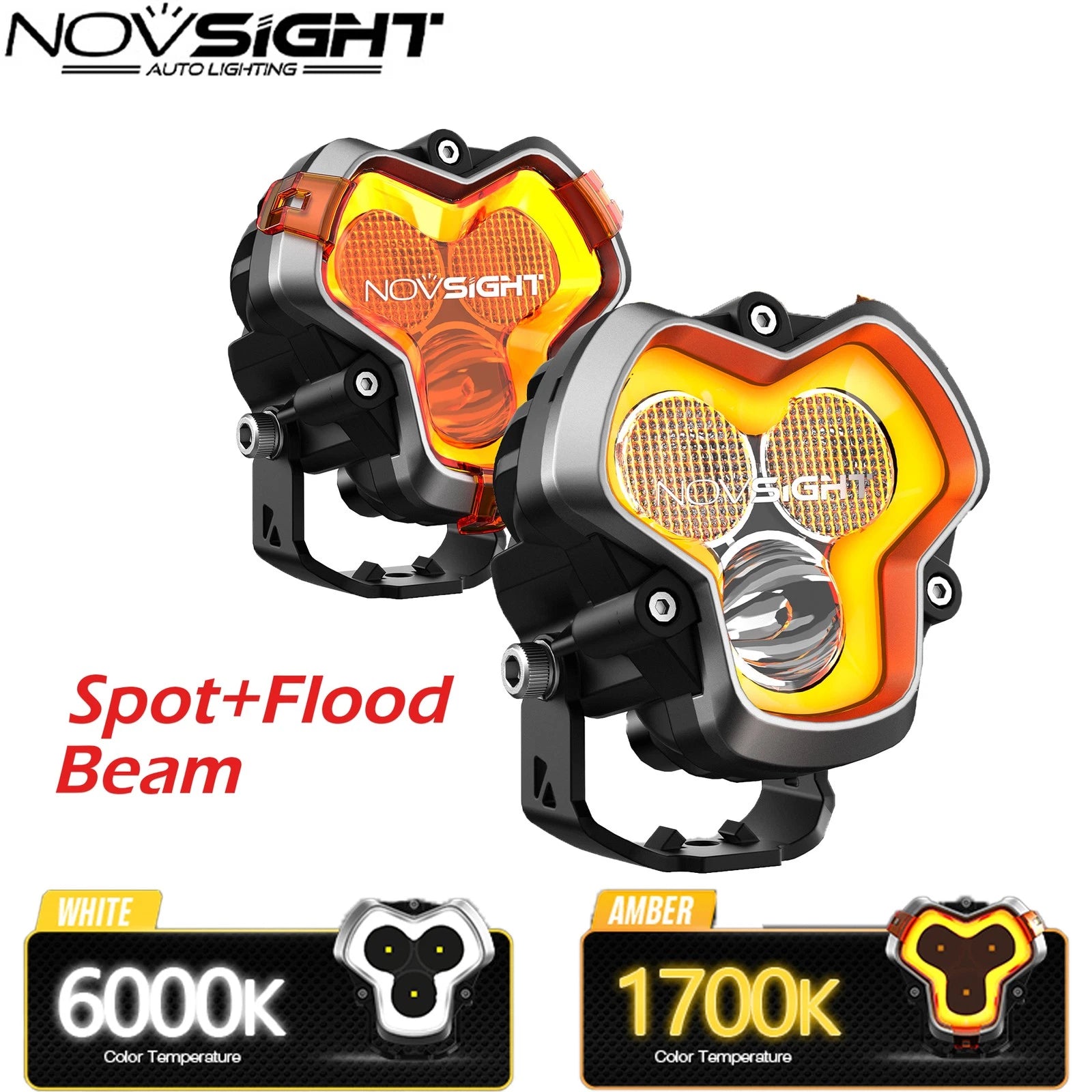 2X 3" LED Work Light Pod for Off-Road Vehicles (Spot Flood Beam)