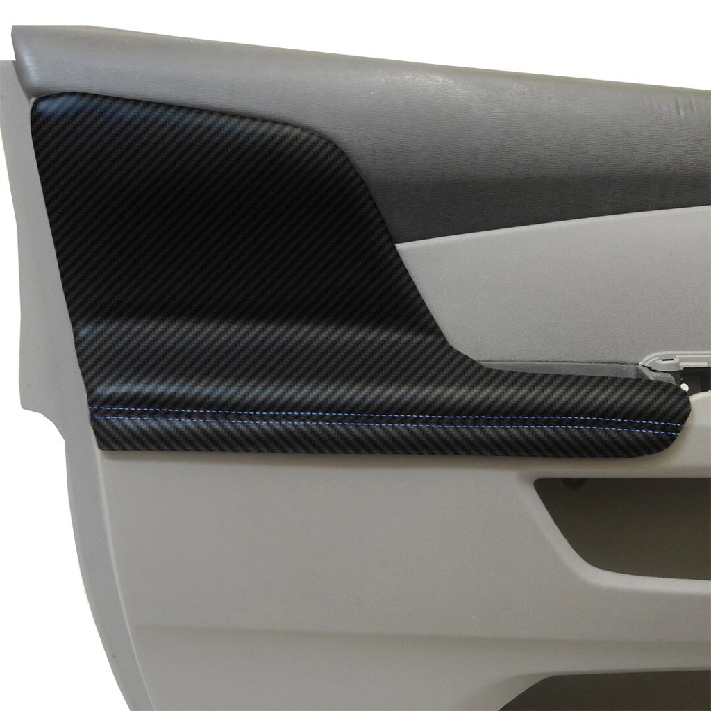 2X Door Armrest PVC Carbon Fiber for Honda Odyssey (2011–2017) Blue Stitch