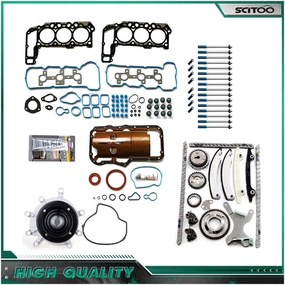 Full Gasket Set Timing Chain Kit Water Pump for Jeep Grand Cherokee (2005–2009)