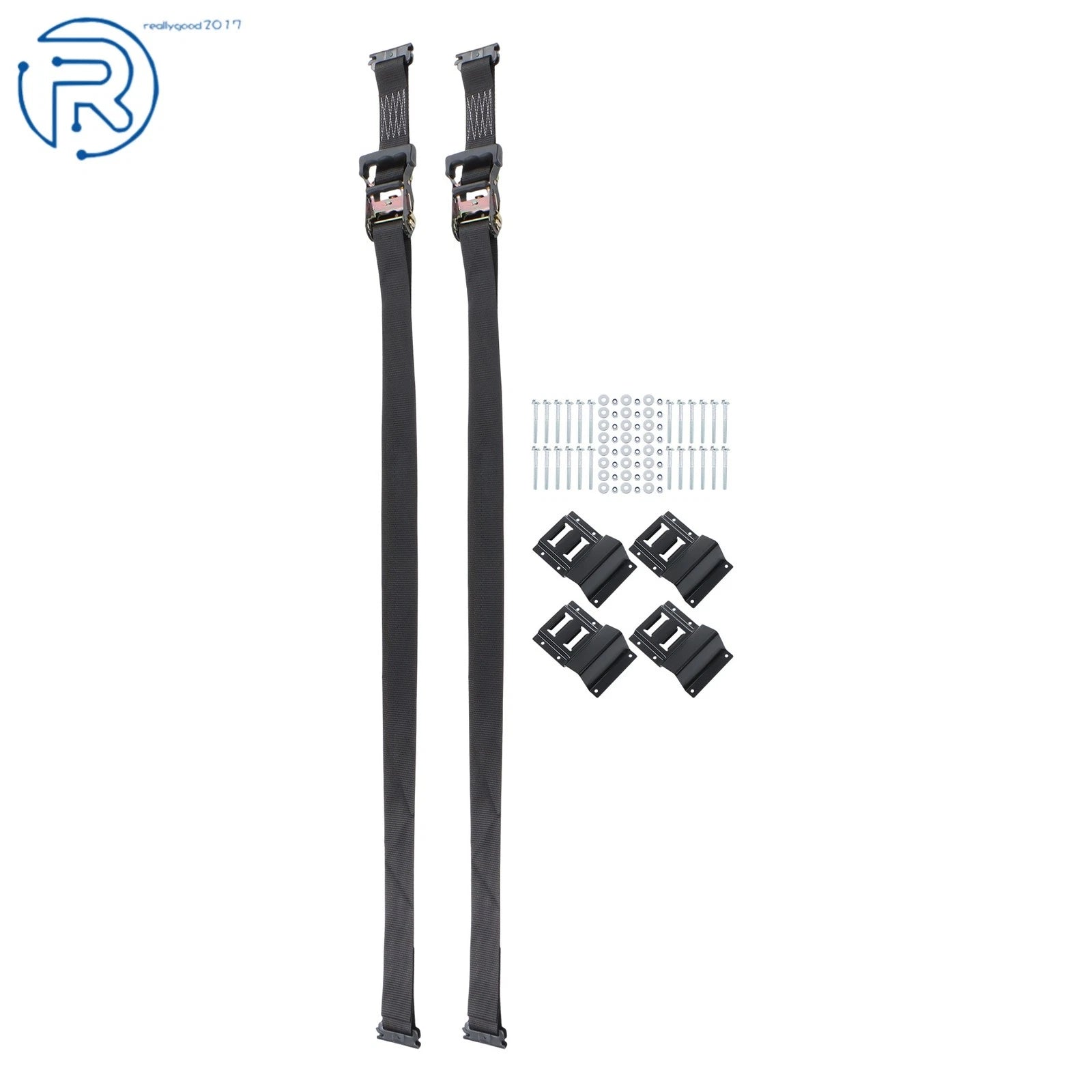 Set of 4 E-Track Wheel Chock Tie Down Ratchet Straps for UTV ATV