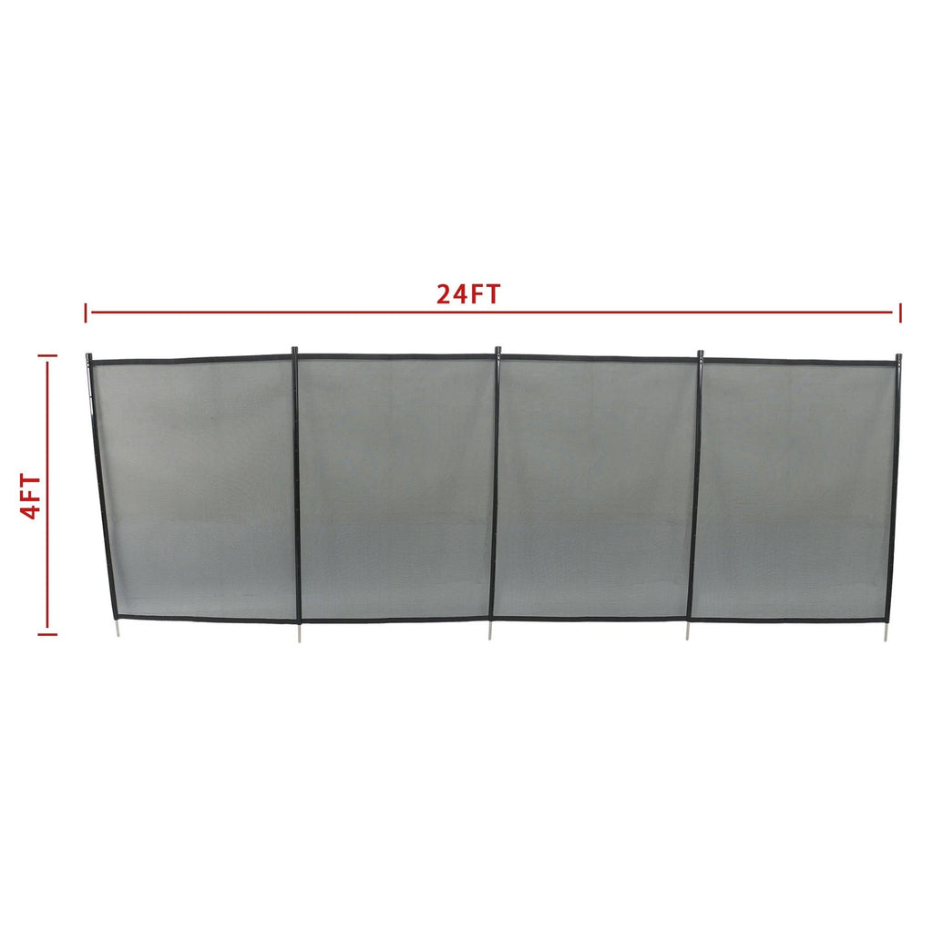 4X 24 FT Removable Black Swimming Pool Fence for Inground Pools