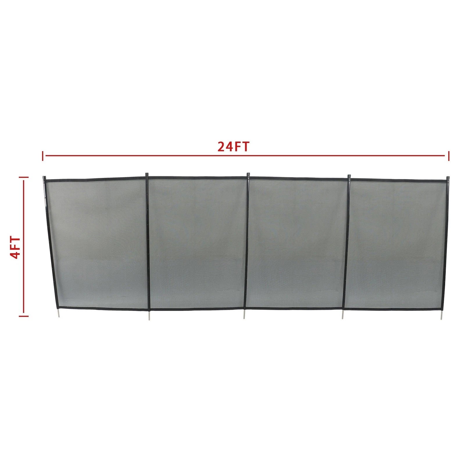 4X 24 FT Removable Black Swimming Pool Fence for Inground Pools