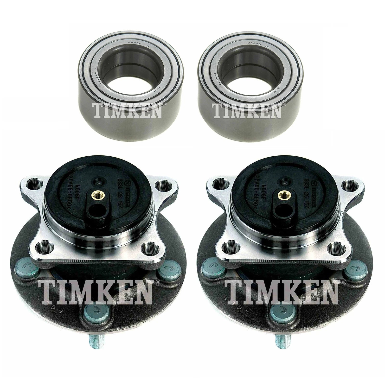 Front and Rear Wheel Bearings & Hubs Kit for Mazda 6 (2009–2013)