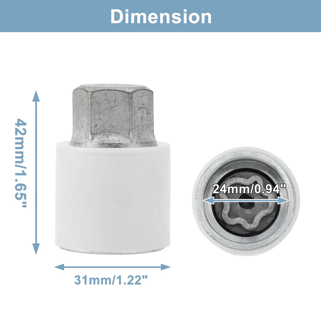 Type A Wheel Lock Lug Nut for Audi A4 (2002–2008) with Key Socket Tool