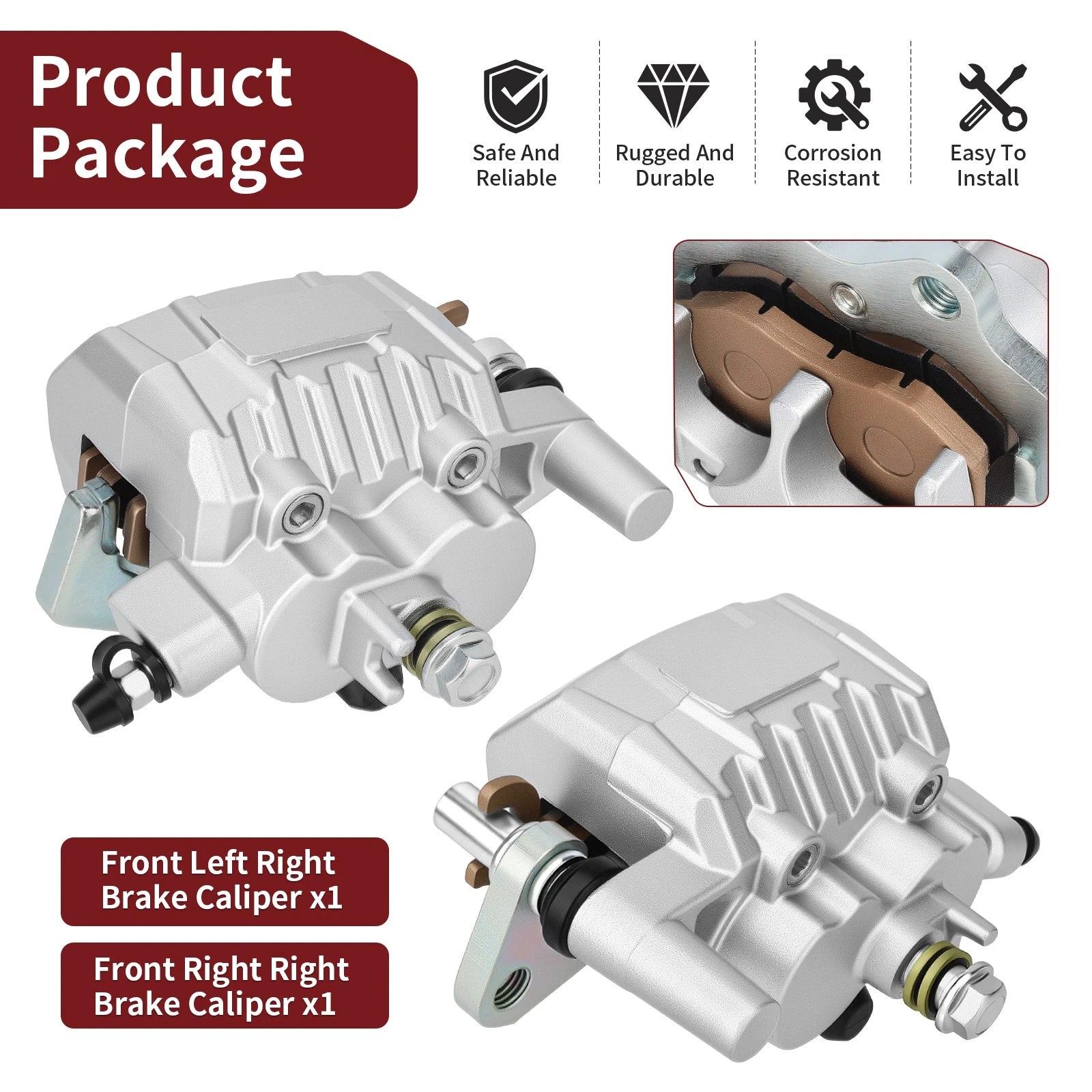 Front Brake Calipers 43041-Y012-934 43041-Y011-934 for Kawasaki Mule PRO MX (2019–2024)