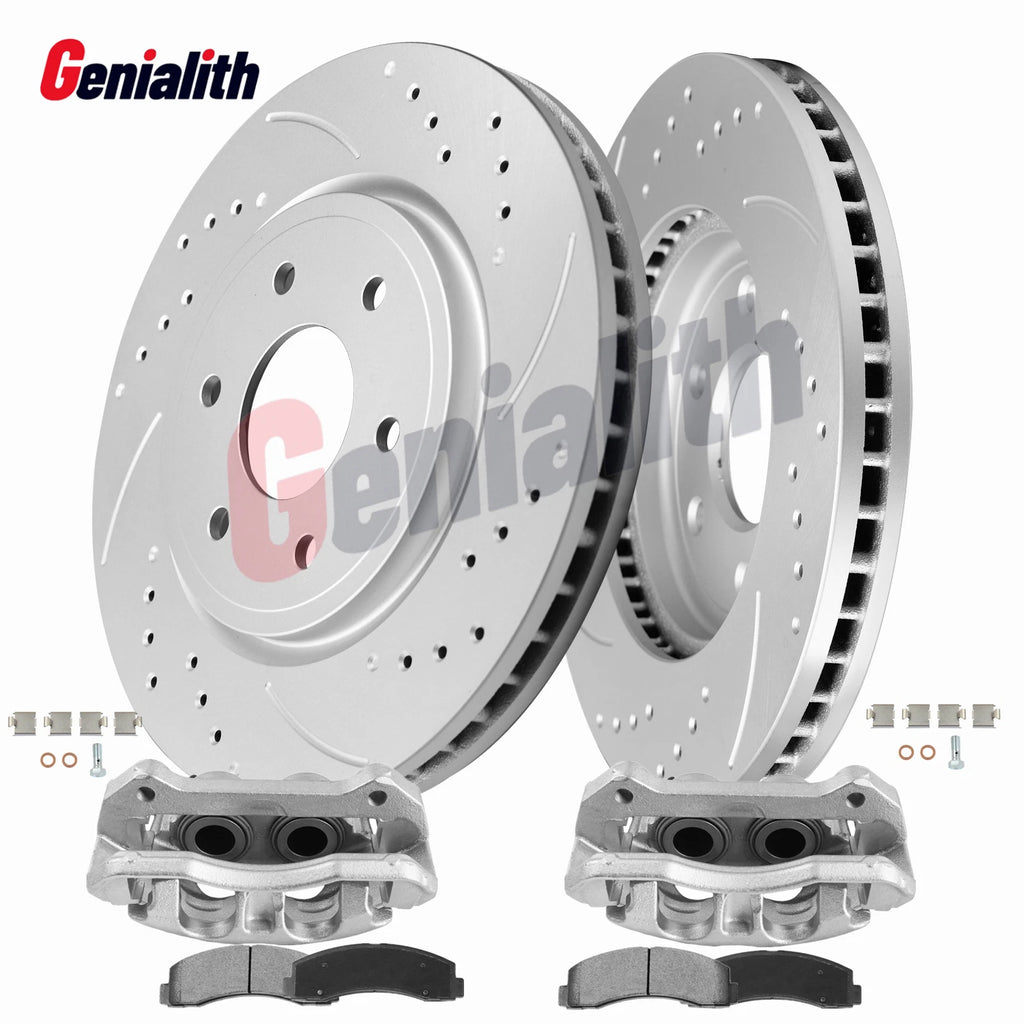 Front Drilled Rotors & Calipers + Brake Pads for Ford F-150, Expedition
