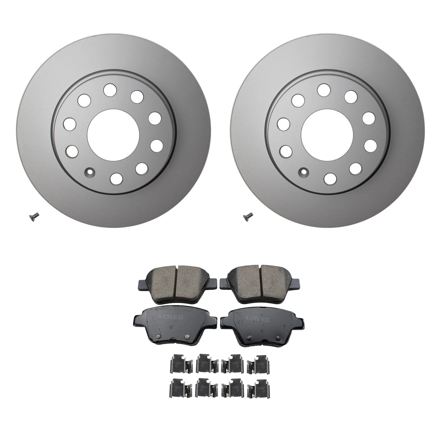 Hella Rear Rotor & Akebono EURO Ceramic Brake Pad Kit for A3 Golf GTI Jetta Passat (2006–2016)