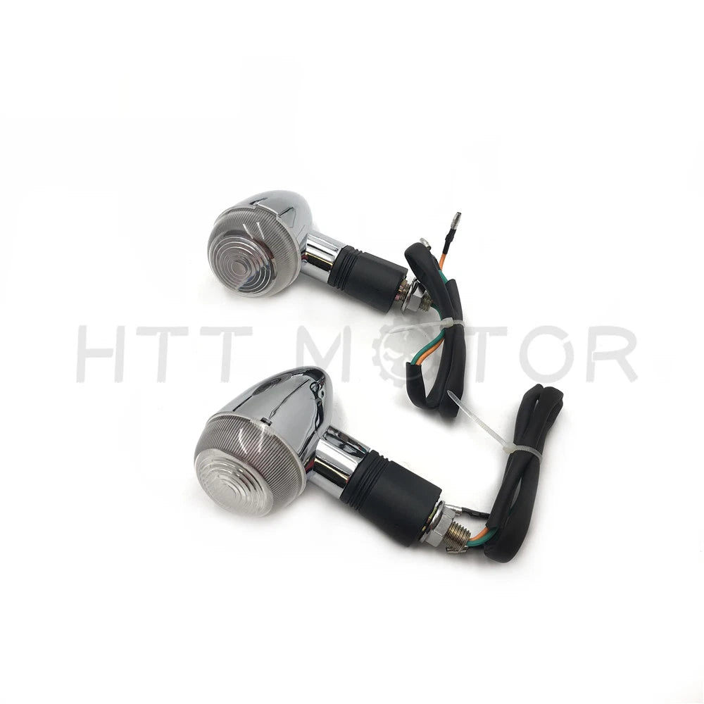 Bullet Turn Signals for Universal Motorcycles (Chrome, Amber)