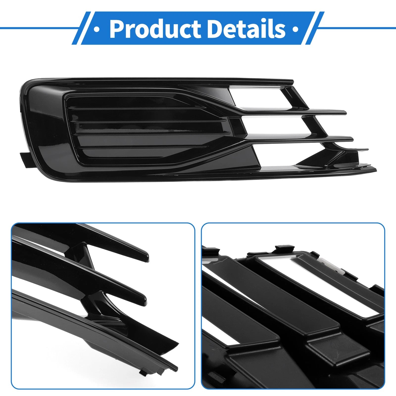 1pc Fog Light Grill for Audi A6 C7 (2014–2018) No. 4G0807682AD Black