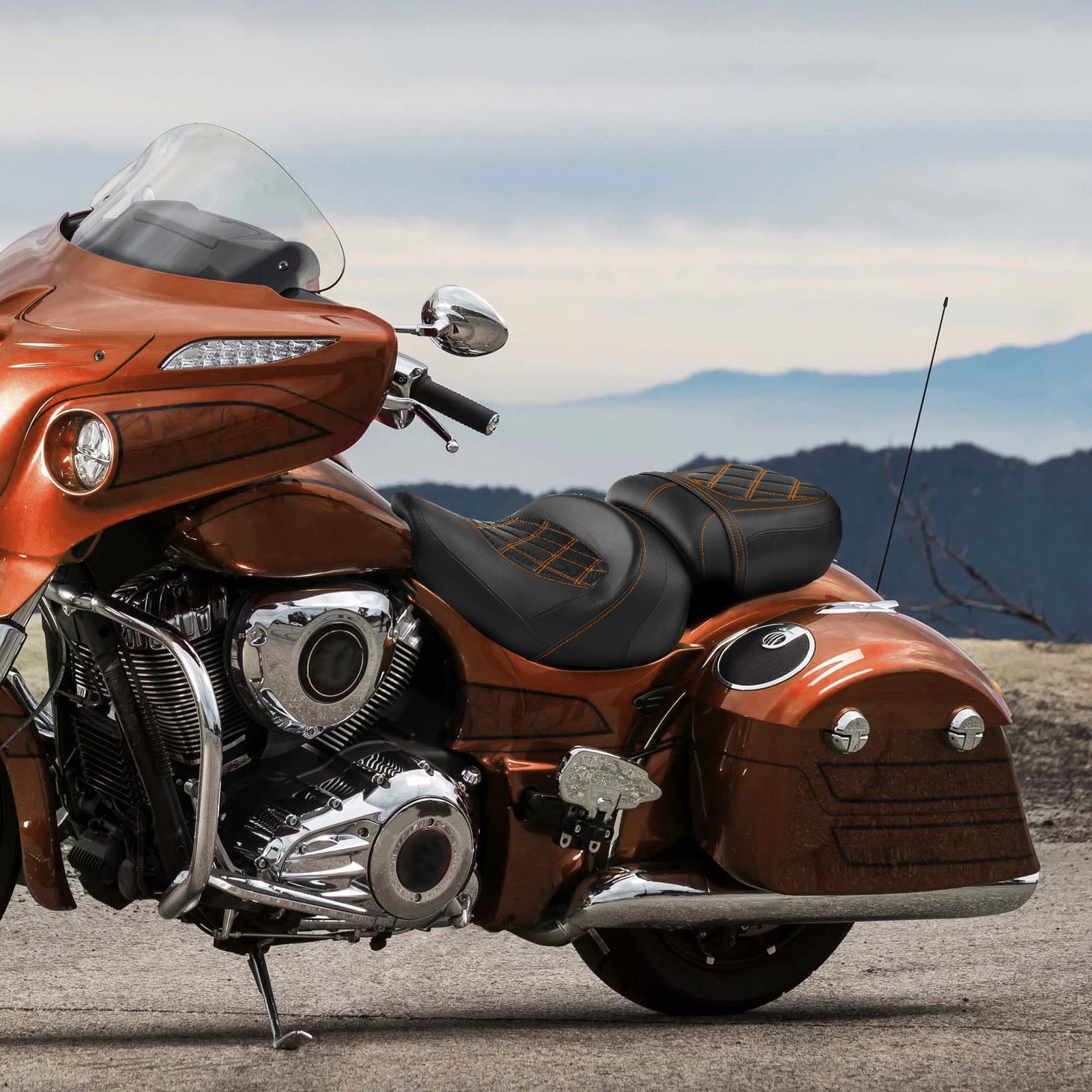 2X Black Driver Passenger Two-Up Seat for Indian Chieftain (2014–2023)