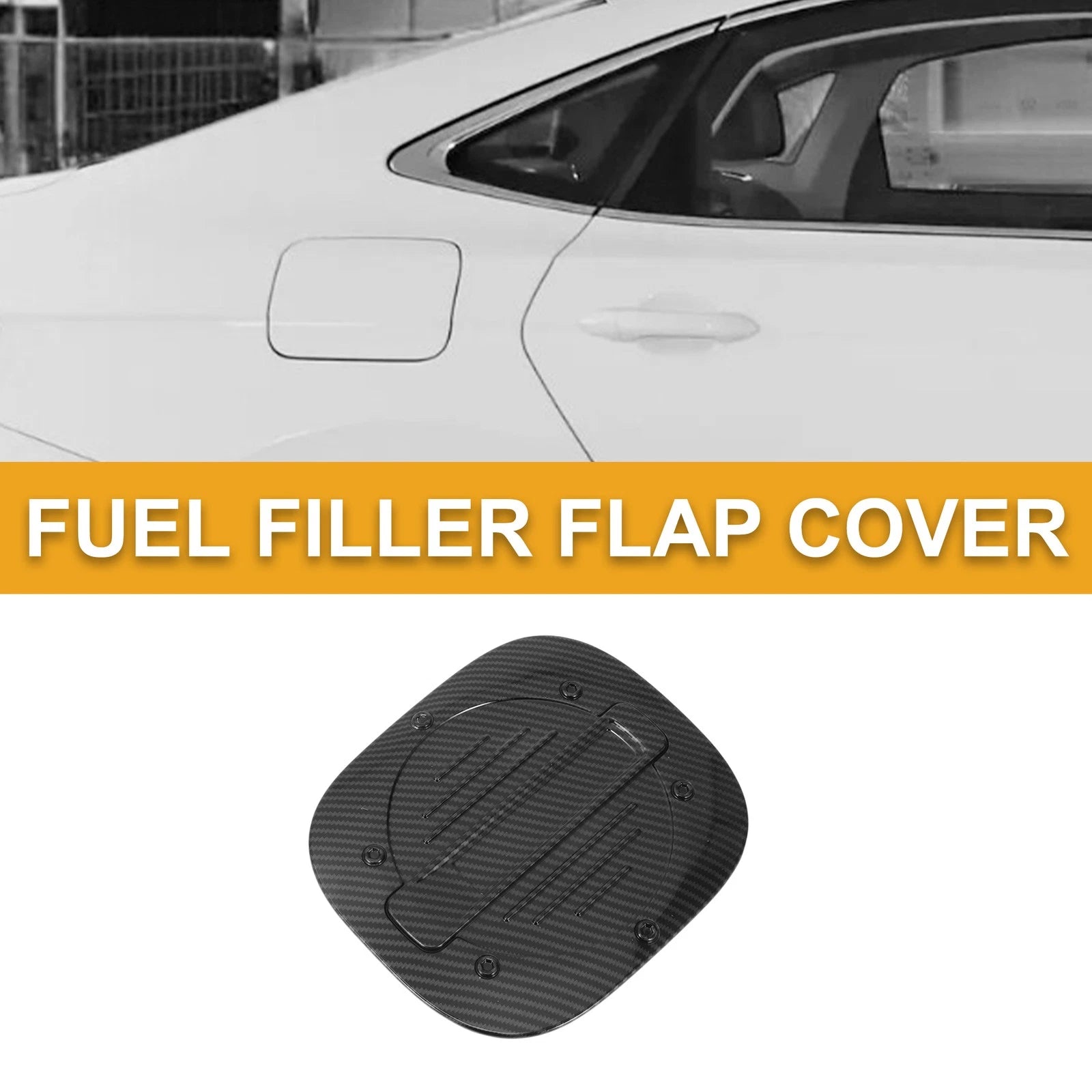 Fuel Tank Door Cap for Ford Escape (2020–2025) Adhesive Carbon Fiber Black ABS