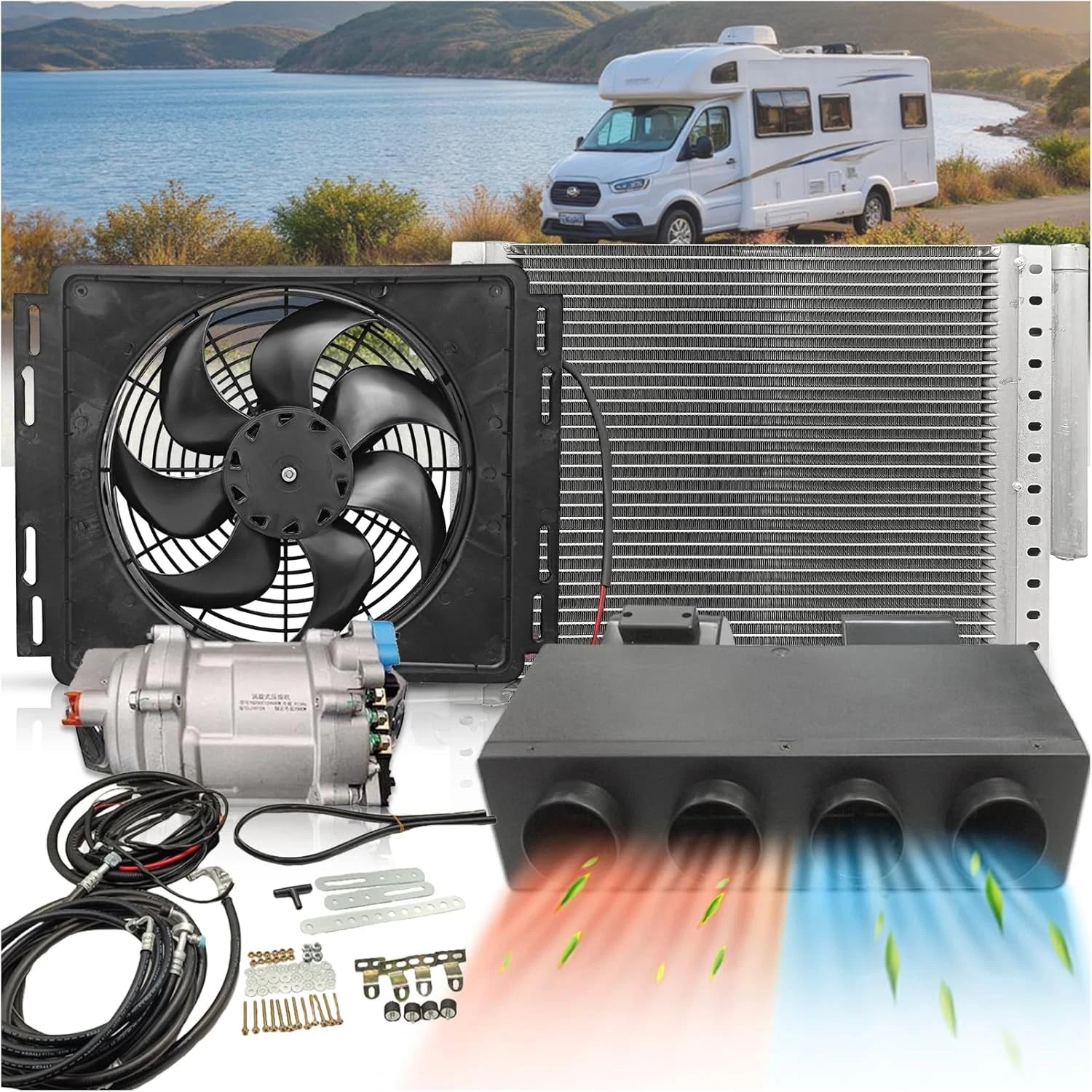 12V Electric Cool & Heat Underdash Air Conditioner for Universal Vehicles