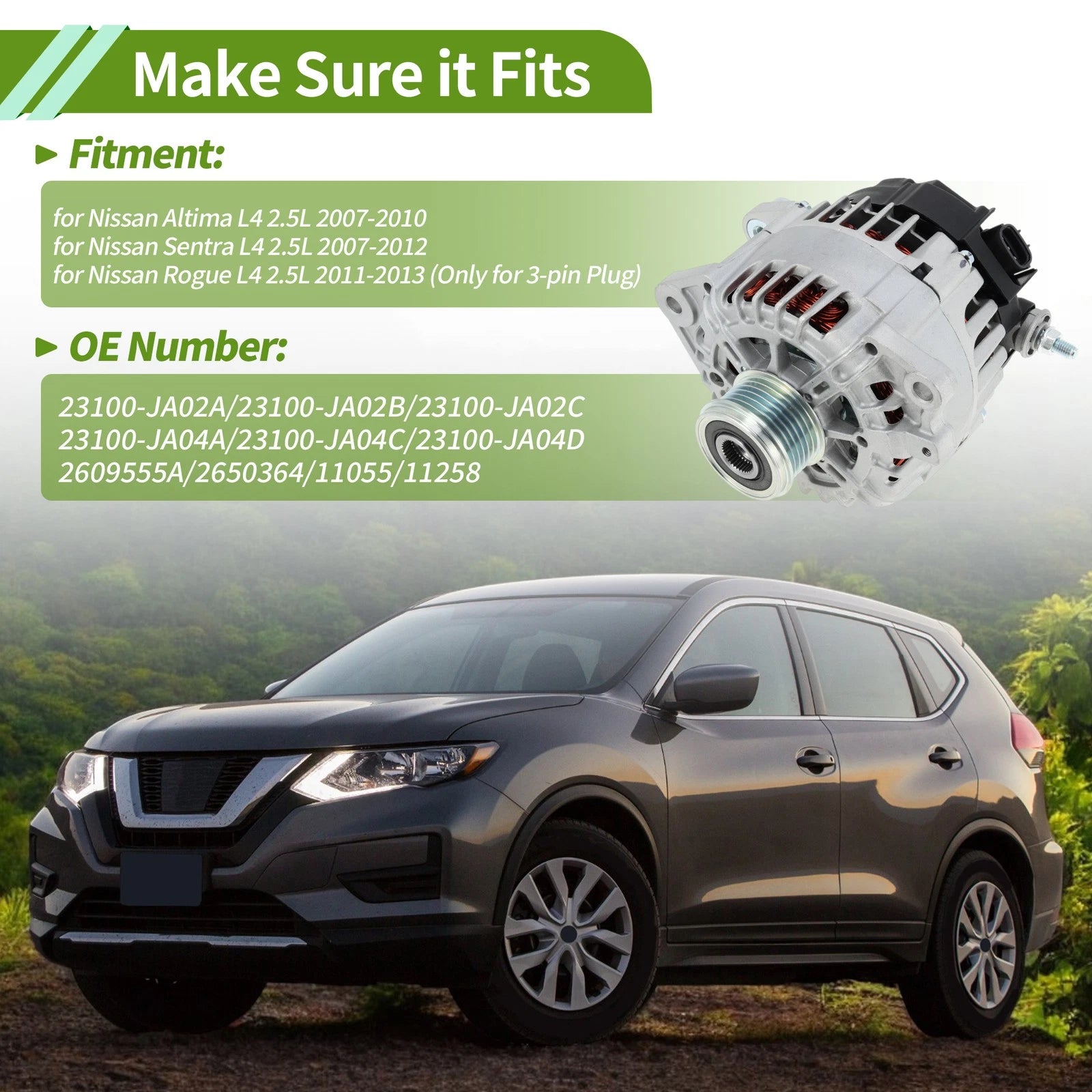 Alternator 110A 12V for Nissan Altima (2007–2012) No. 23100JA02A