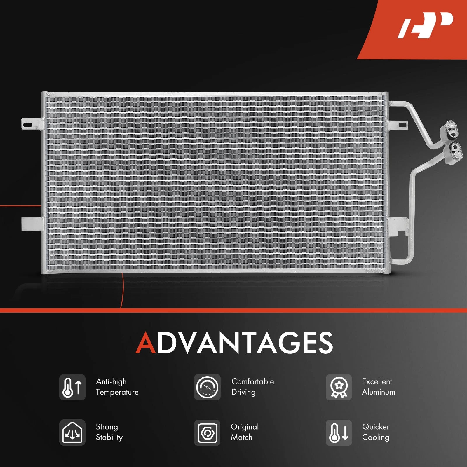 A/C Condenser with Bracket for Cadillac DeVille Pontiac 2000-2005 4.6L