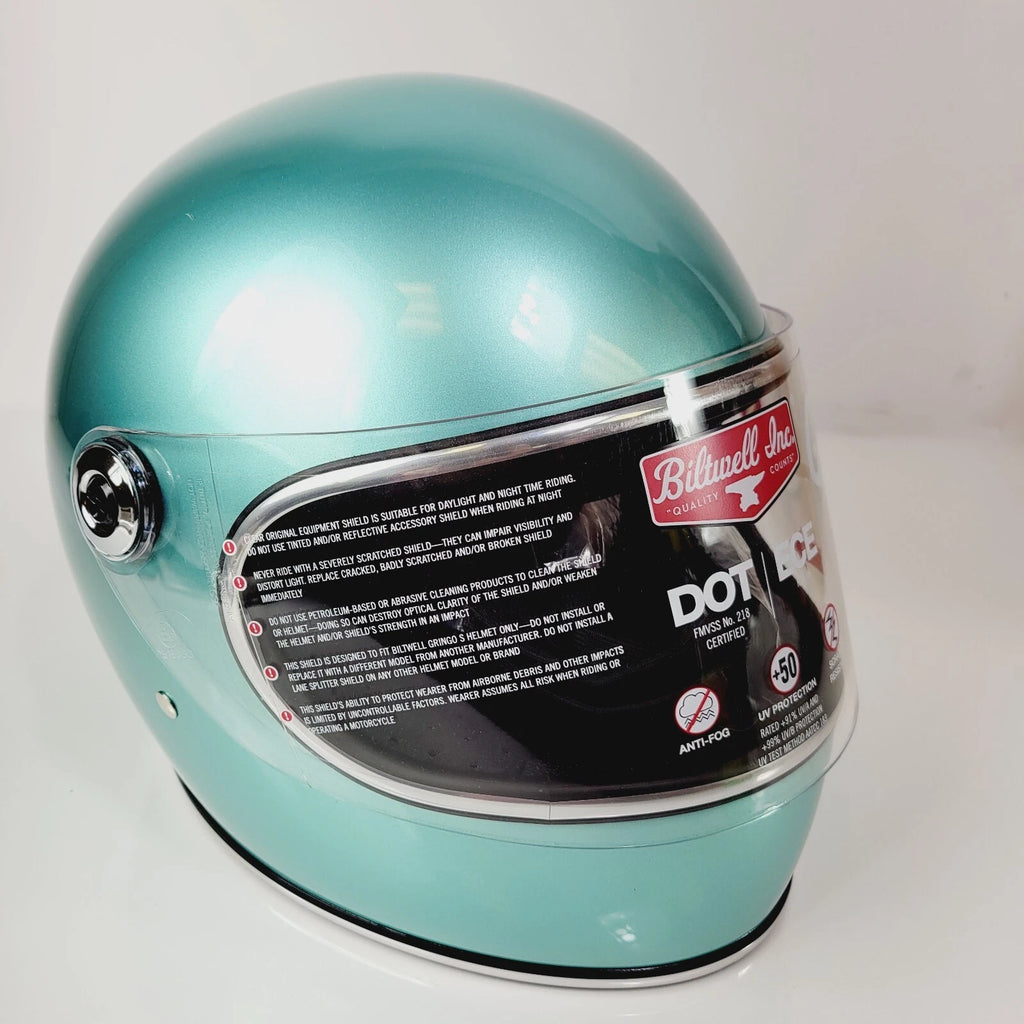 Biltwell Gringo S Helmet for Motorcycle (Gloss Black, Metallic Sea Foam)