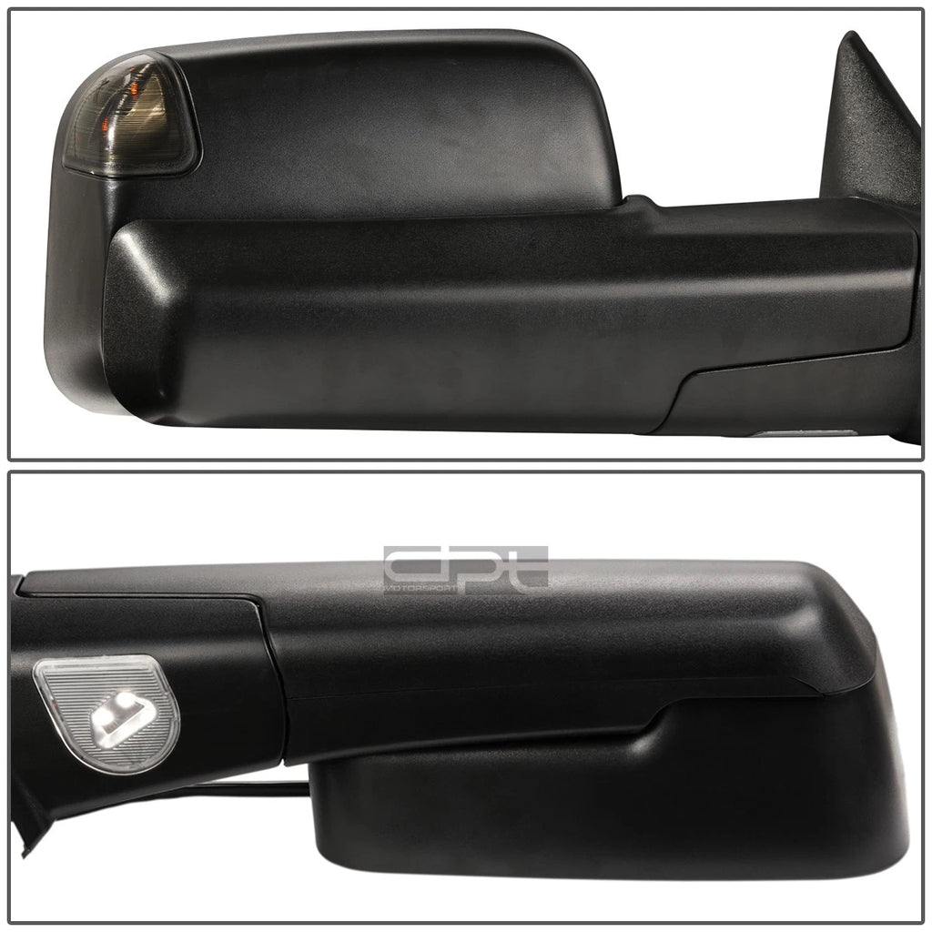 Set of 2 Power Heated LED Smoked Towing Mirrors for Dodge Ram (2009–2016)