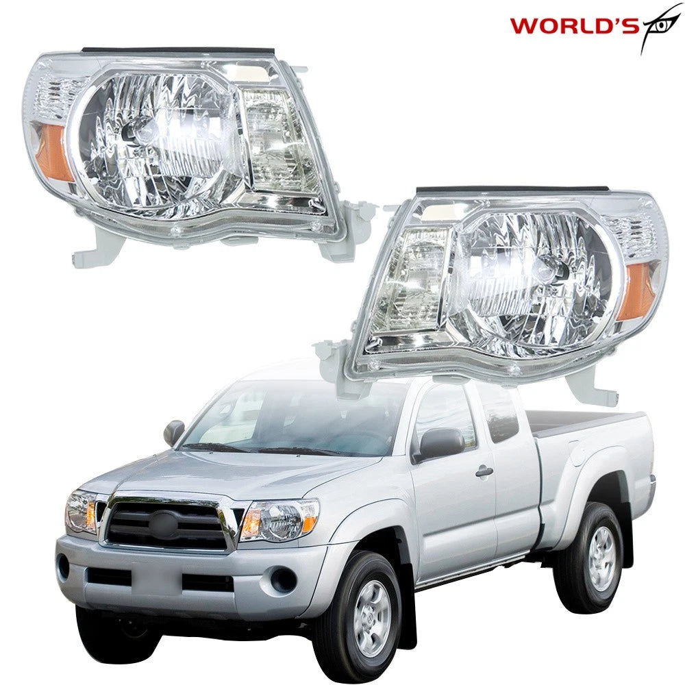 Set of 2 Chrome Housing Headlights for Toyota Tacoma (2005–2011)