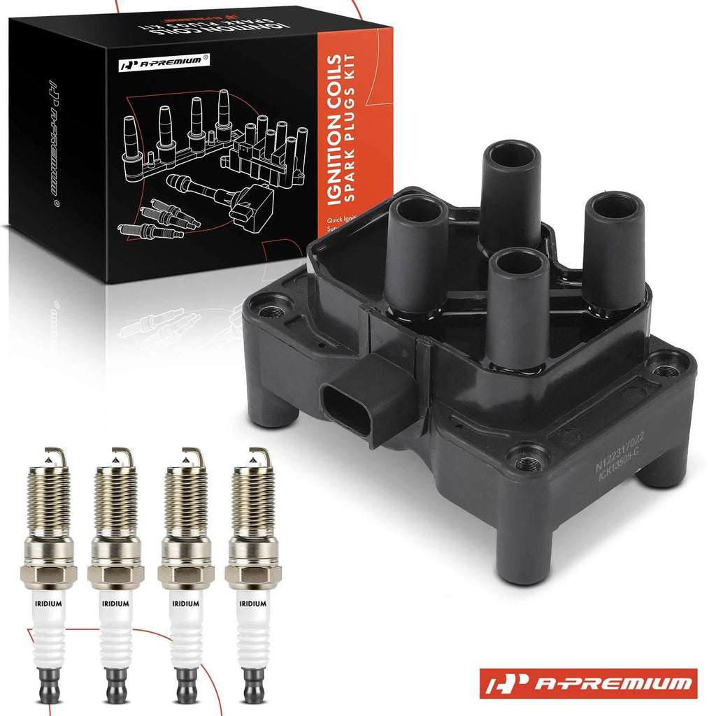 1x Ignition Coil & 4x Iridium Spark Plugs for Ford Fiesta (2011–2019)