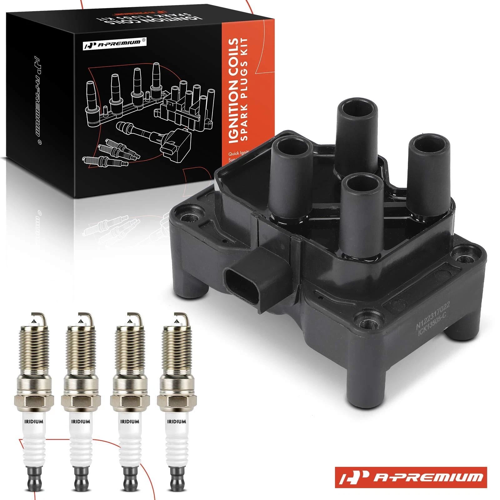 1x Ignition Coil & 4x Iridium Spark Plugs for Ford Fiesta (2011–2019)