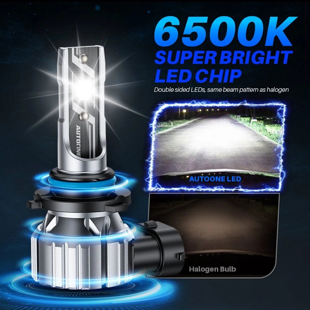 2Pcs 9005 HB3 LED Headlight Bulbs Kit for High/Low Beam (6500K White)