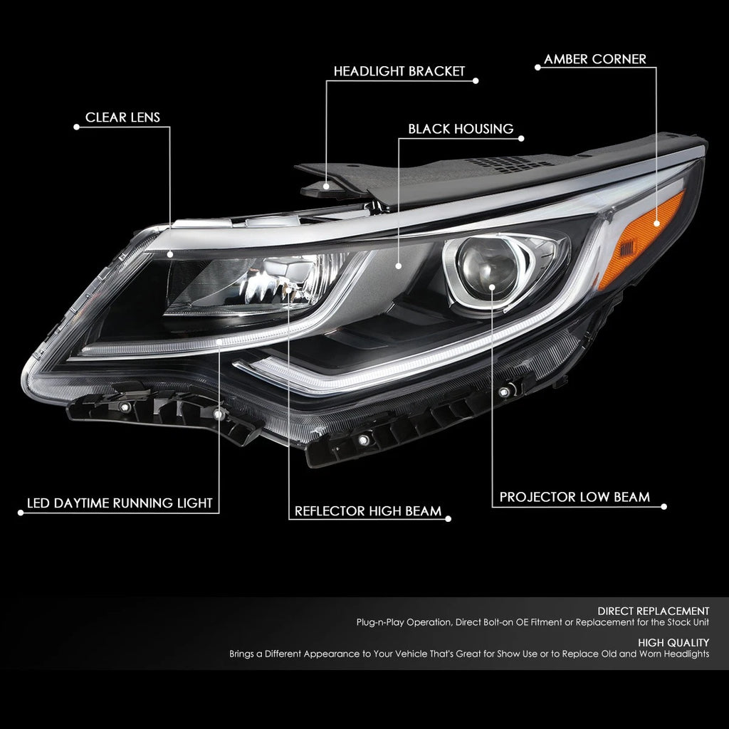 Left Driver Side LED DRL Projector Headlight Assembly for Optima (2019–2020)
