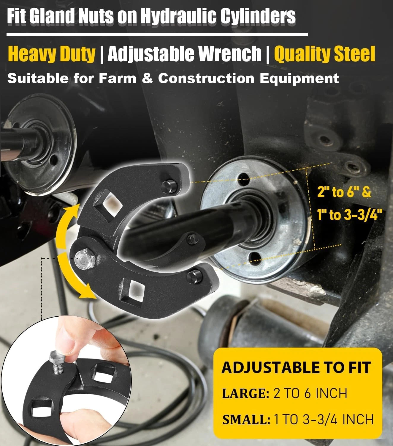 Adjustable Gland Nut Wrench Spanner Tool Set 1266 +7463 for Hydraulic Cylinder