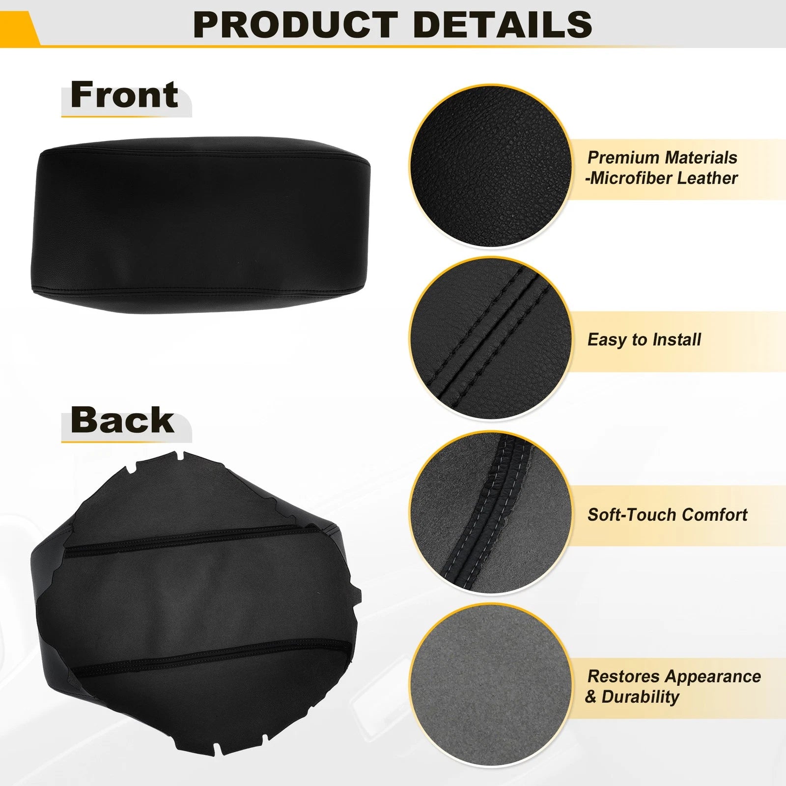 Leather Center Console Lid Armrest Cover for Dodge Durango (2011–2020)