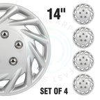 Set of 4 Silver Wheel Covers for R14 14 Inch Tires