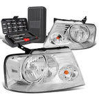 Pair of Chrome/Clear Signal Headlight Lamps for Ford F150 (2004–2008)
