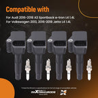 Set of 4 Ignition Coils and Spark Plugs for Audi A3 Sportback e-tron (2016–2018)