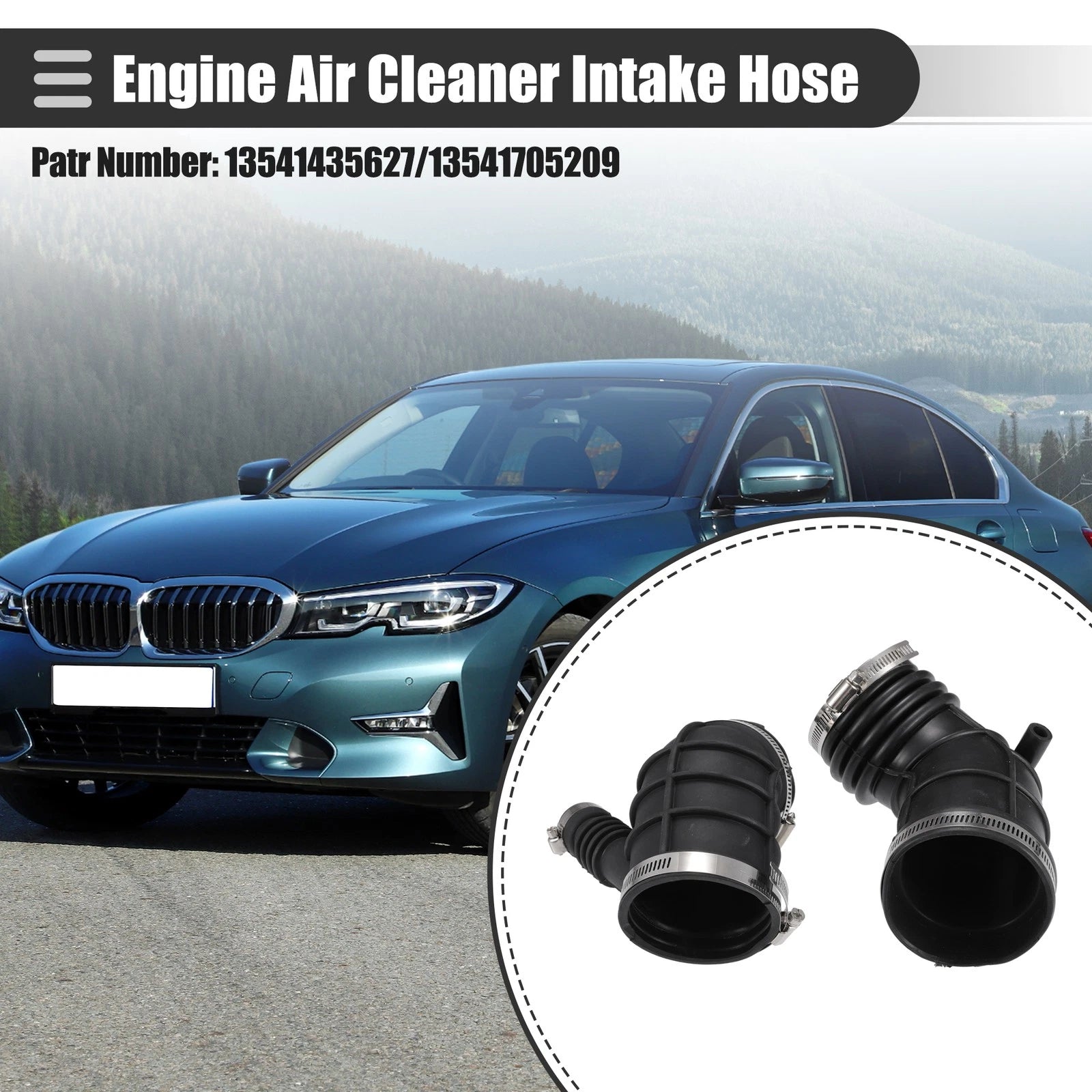 Set of 1 Car Engine Air Intake Hose for BMW 320i (2001–2005) Rubber No.13541705209