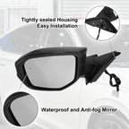 5 Pin Left Side Exterior Door Mirror Assembly Black for Honda Civic (2016–2020)