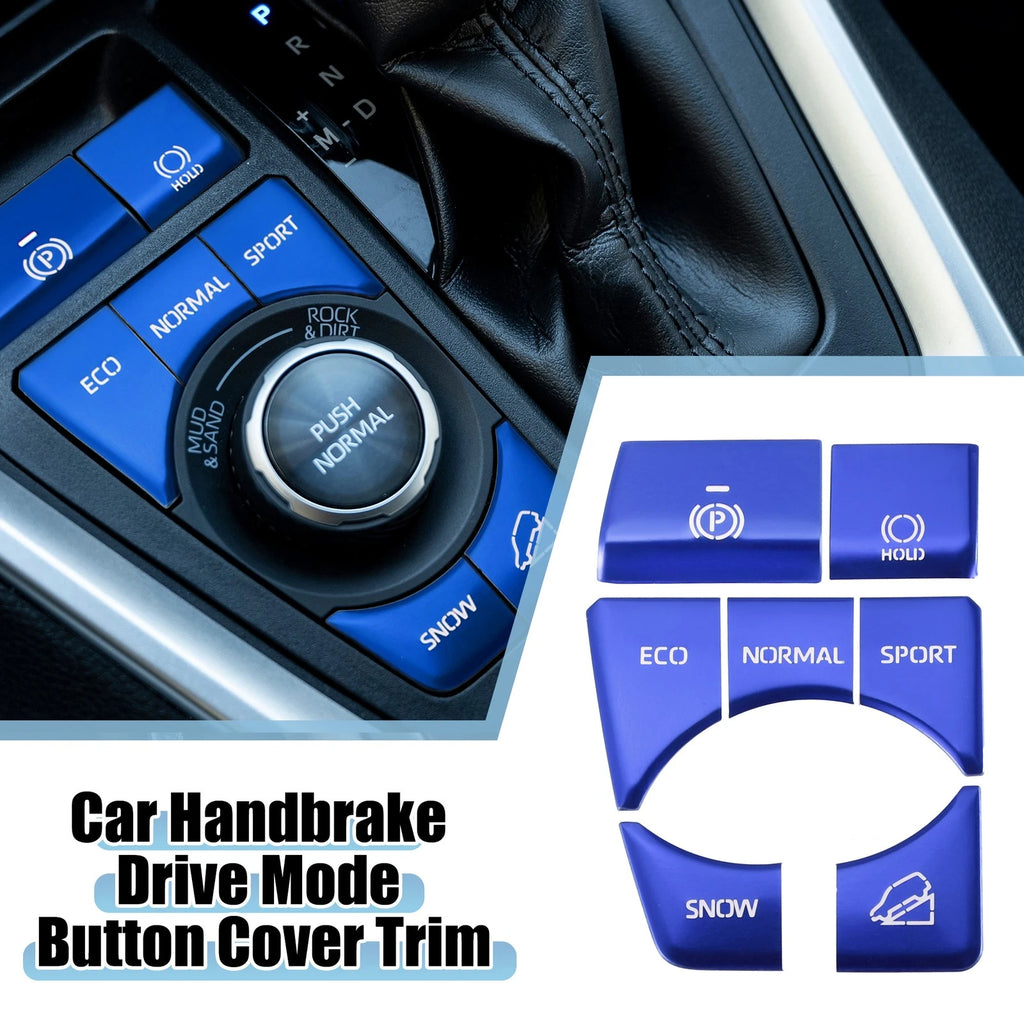 Set of 7 Handbrake Drive Mode Button Covers for Toyota RAV4 (2019–2022) Blue